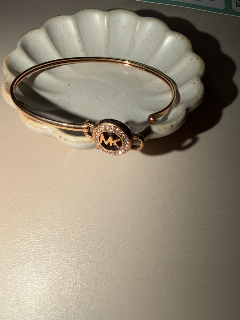 Michael Kors Rose Gold Crystal MK Logo Bangle Bracelet - Picture 5 of 5